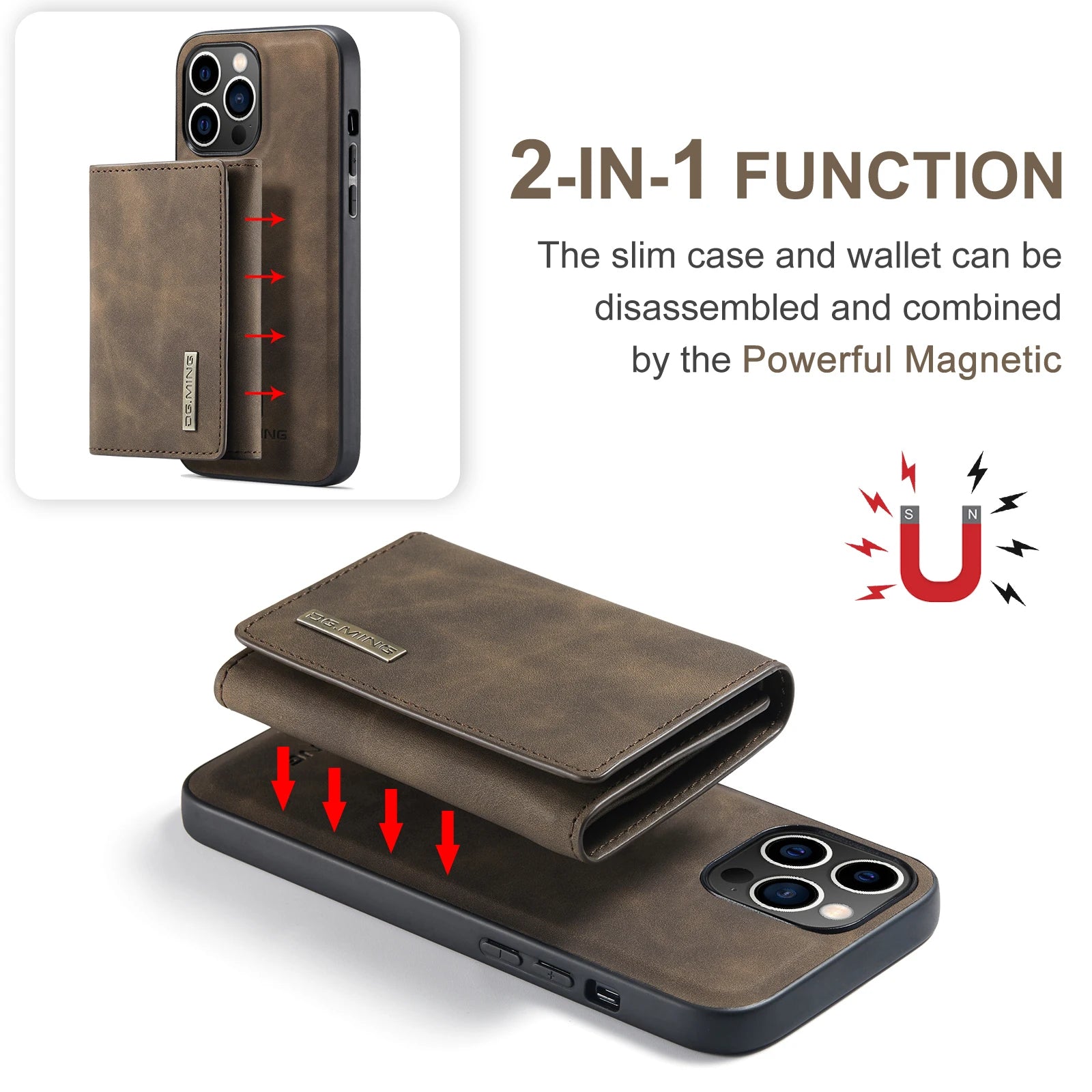 Magnetic Card Holder Leather iPhone Case - DealJustDeal