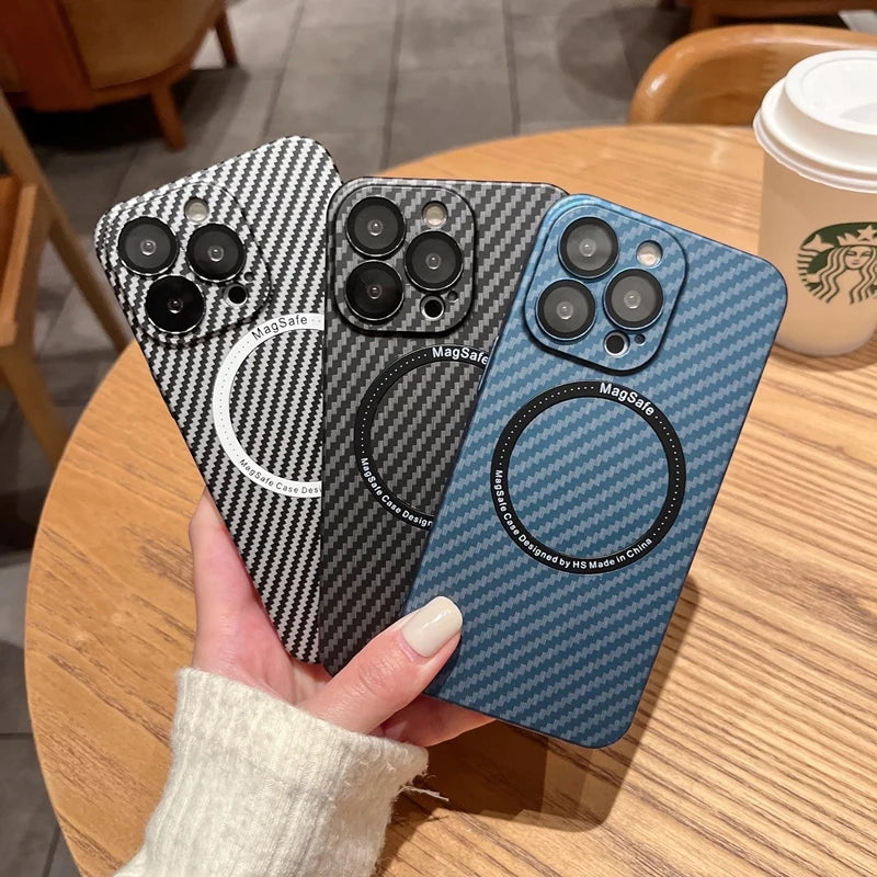 Carbon Fiber Pattern Magsafe Magnetic iPhone Case - DealJustDeal