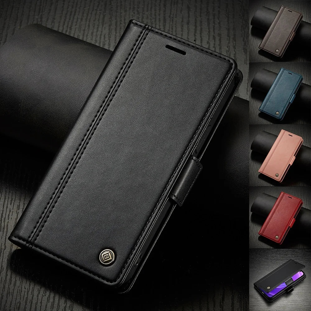 Flip Magnetic Card Slots Wallet Leather iPhone Case - DealJustDeal