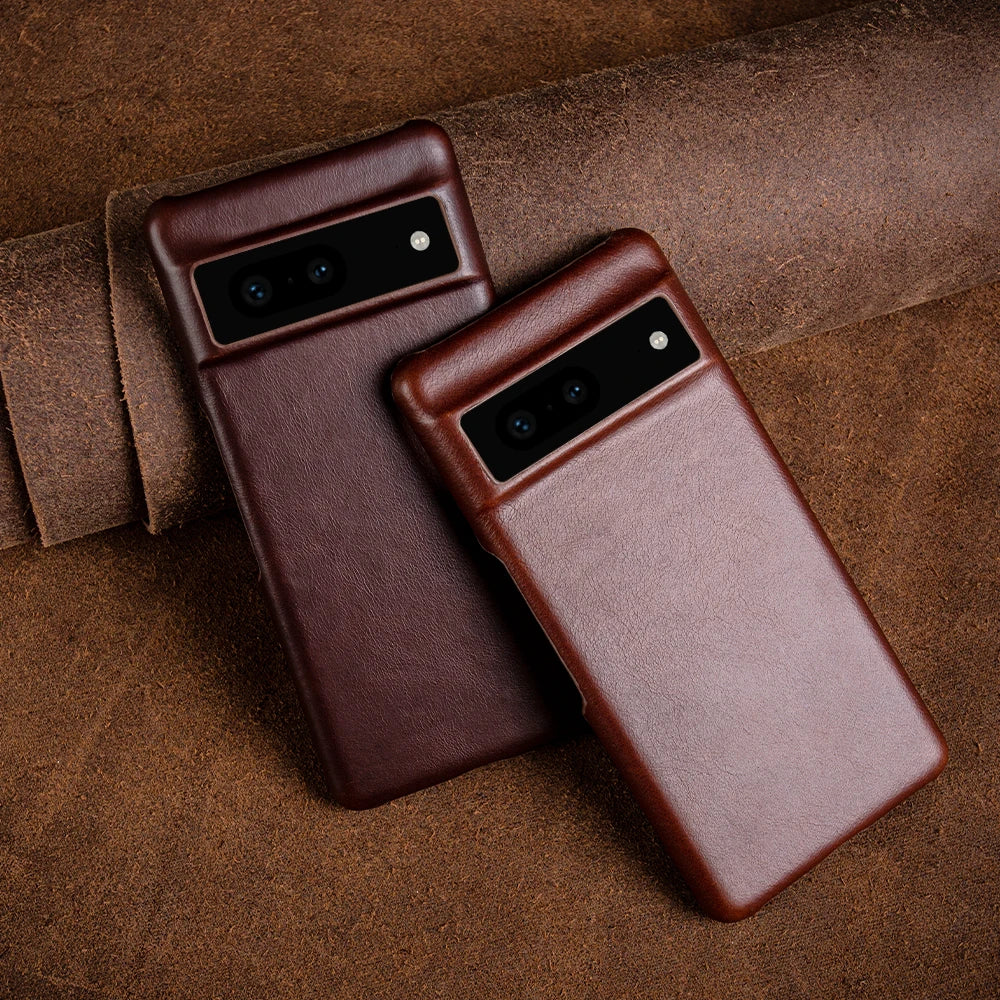 Half-wrapped Oil Wax Genuine Leather Google Case - DealJustDeal