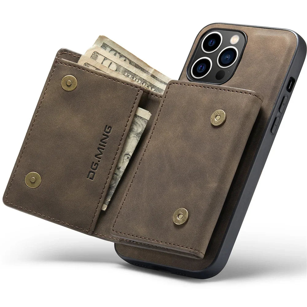 Magnetic Detachable Retro Flip Leather iPhone Case - DealJustDeal