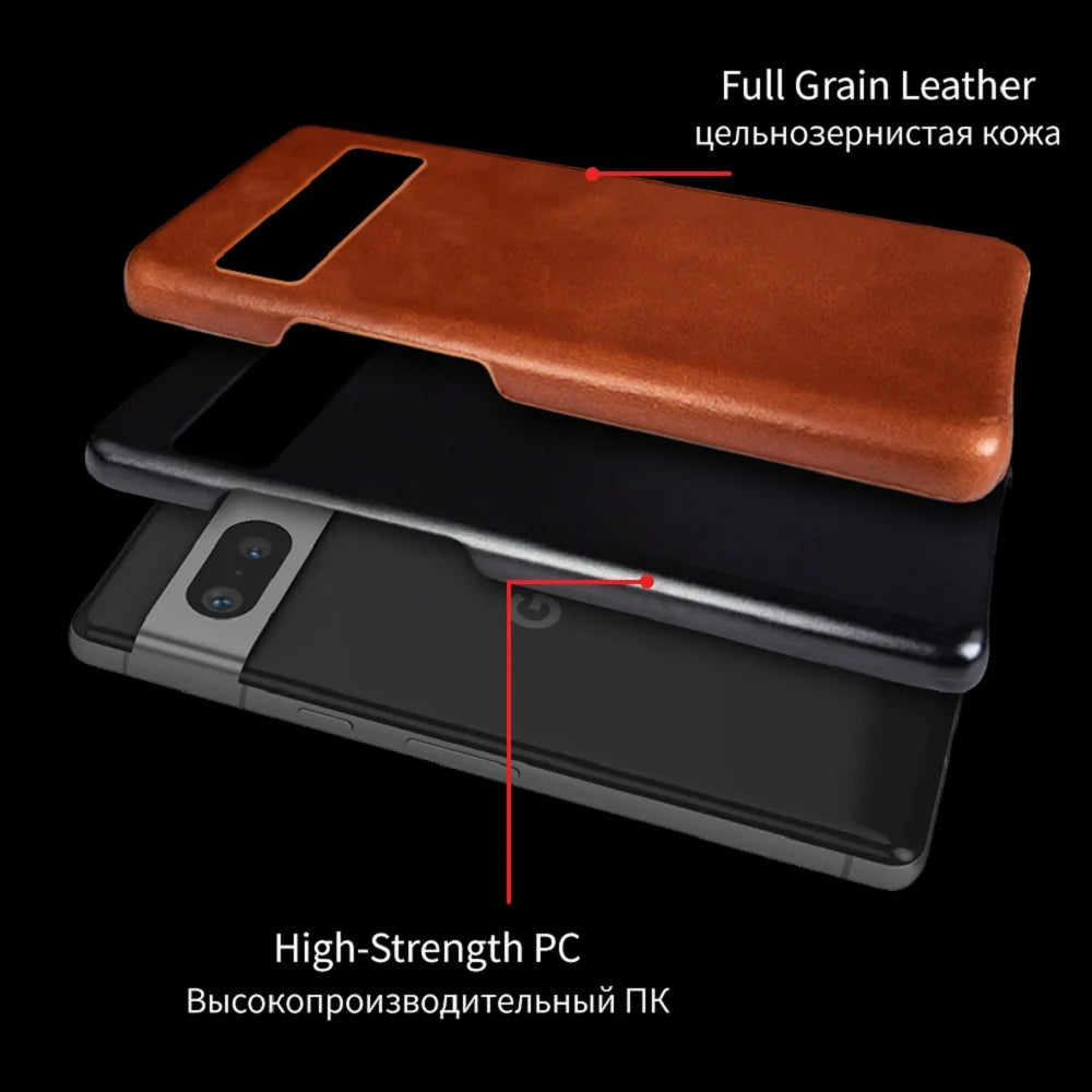 Half-wrapped Oil Wax Genuine Leather Google Case - DealJustDeal