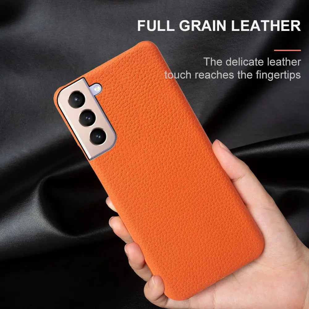 Litchi Texture Half-wrapped Genuine Leather Galaxy S Case - DealJustDeal