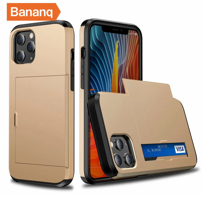 Shockproof  Slide Card Pocket iPhone Case - DealJustDeal