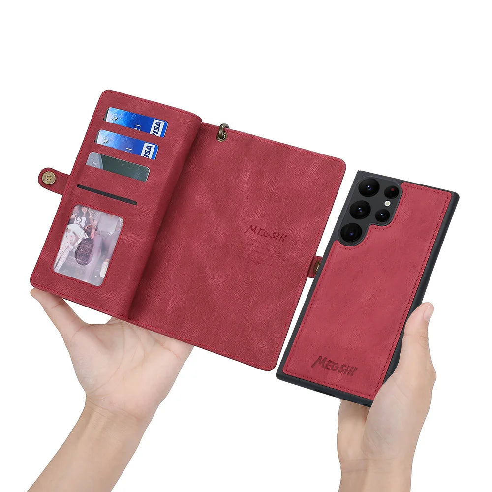Detachable Magnetic Wallet Leather Galaxy Note Case - DealJustDeal