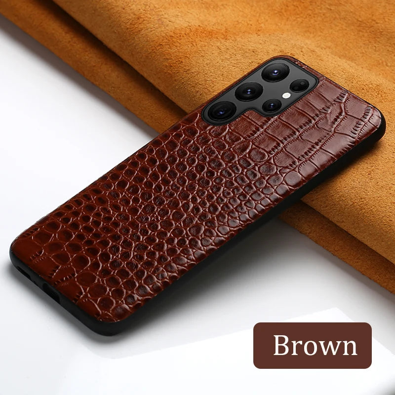 Wireless charging Anti-Glare Genuine Leather Galaxy A, Note and S Case - DealJustDeal