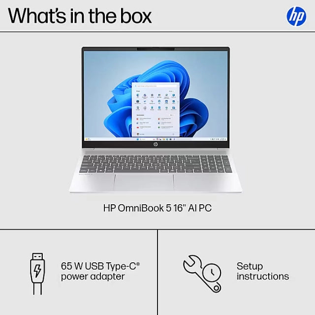 HP OmniBook 5 16" 2K Laptop, Copilot+PC, Intel Core Ultra 7 255U, 16GB RAM, 1TB SSD, +19 Hour - DealJustDeal