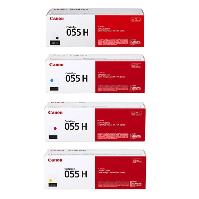 Canon 055 H Black, Cyan, Magenta, Yellow High Yield Toner Cartridges Combo, Pack Of 4 - DealJustDeal
